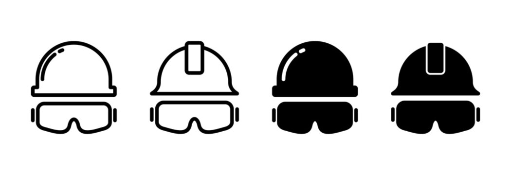 Helmet icon set vector. Motorcycle helmet sign and symbol. Construction helmet icon. Safety helmet