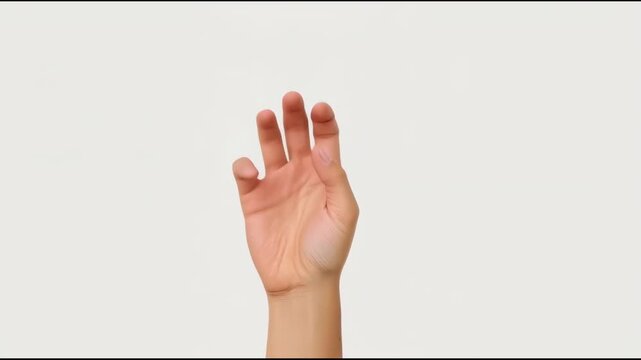 Hand showing four fingers raised neutral gesture conveying count or choice, young hand showing