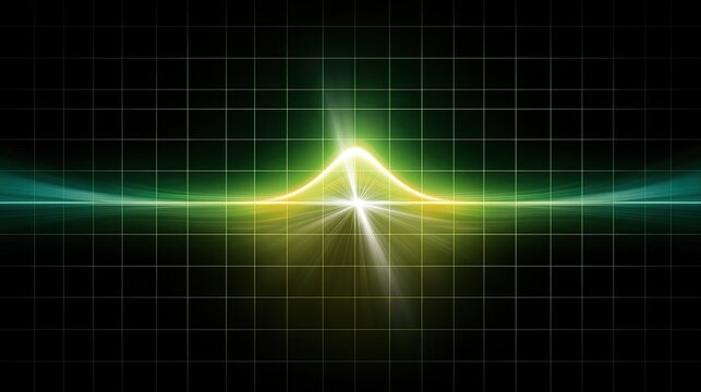 Glowing peak on grid with radiating light