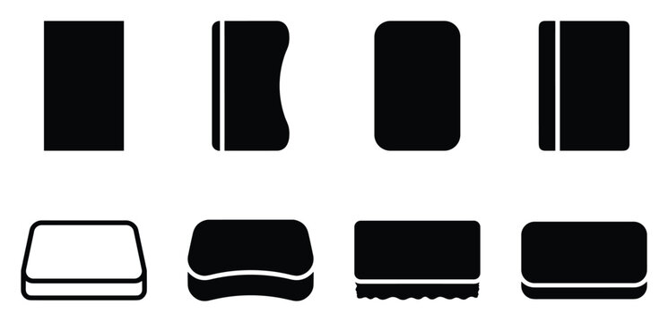 Minimalist whiteboard eraser icon variations set, premium vector line art bundle for digital marketing, clean geometric horizontal erasers graphic designs for creative branding projects isolat