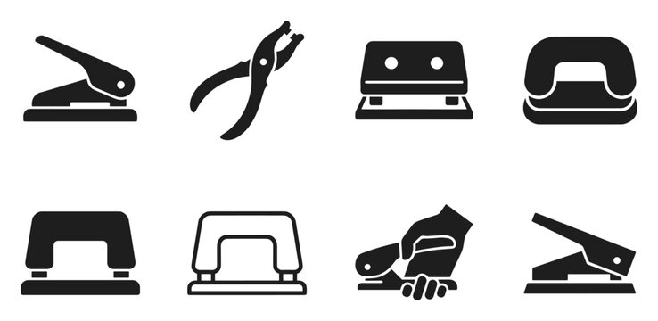 Minimalist hole punch icon variations set, premium vector line art bundle for digital marketing, clean geometric horizontal punches graphic designs for creative branding projects isolated on w