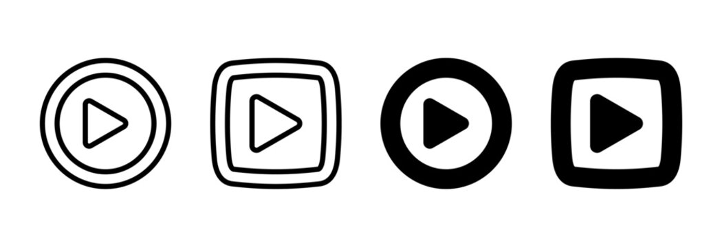 Play Icon set vector. Play button sign and symbol