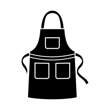 Black kitchen apron icon with three pockets for cooking and cleaning Vector, illustration
