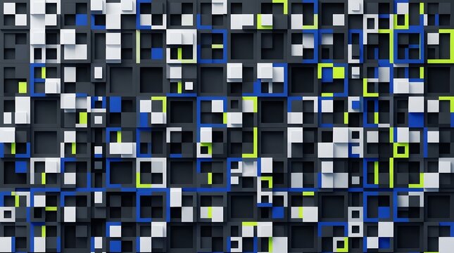Experimental neo brutalist pixel grid abstract featuring layered modular pixel architecture. 