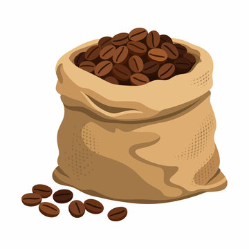 Brown coffee beans in a bag.