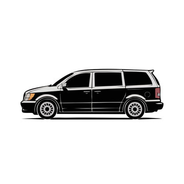 Black Minivan Side View Profile.