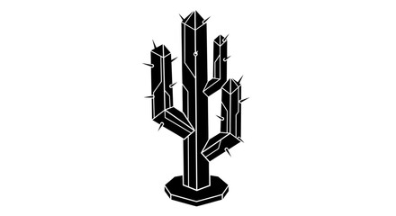 Obraz premium Isometric stylized cactus plant graphic on white background.