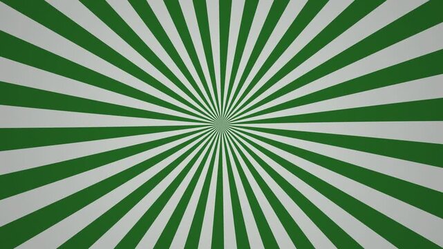 Green and white sunburst pattern with rotating radial lines