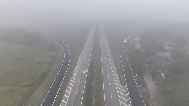 Nilo Maximo Highway near S&atilde;o Jos&eacute; dos Campos, S&atilde;o Paulo, Brazil. Establishing shot, aerial view.