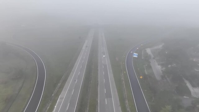 Nilo Maximo Highway near S&atilde;o Jos&eacute; dos Campos, S&atilde;o Paulo, Brazil. Establishing shot, aerial view.