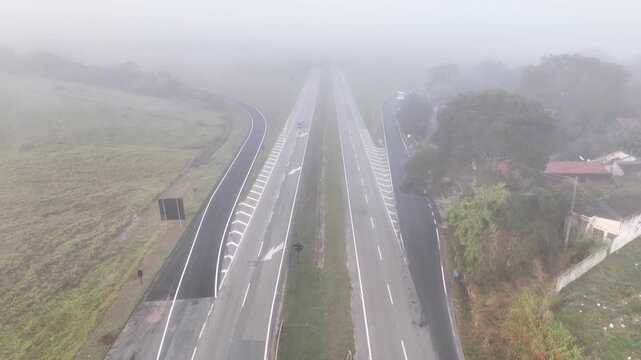 Nilo Maximo Highway near S&atilde;o Jos&eacute; dos Campos, S&atilde;o Paulo, Brazil. Establishing shot, aerial view.