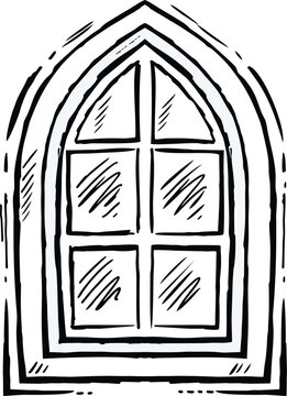Doodle Islamic Frame . Islam Ornament Window Outline Shape Collection. Hand Drawn Vector Illustration