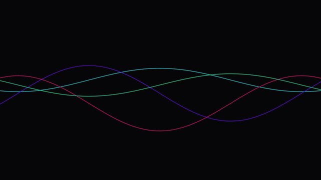 Rhythmic dashed sine waves oscillating on a dark background
