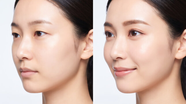 美容整形で一重から二重へ変化する女性の目元　ビフォーアフター比較イメージ