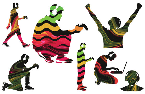 Funny Cartoon Zombie Dancers in Action Vector Illustration on Abstract Colorful Background for Halloween and Christmas Celebration