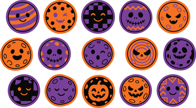 Halloween cookie faces collection playful spooky treats for festive designs and seasonal marketing