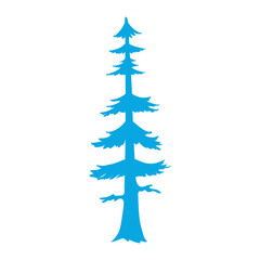 Obraz premium Minimalist Evergreen Pine Tree Silhouette Vector Illustration Isolated on White Background