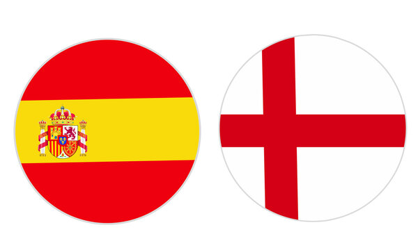 round shape of the spanish flag and the english flag