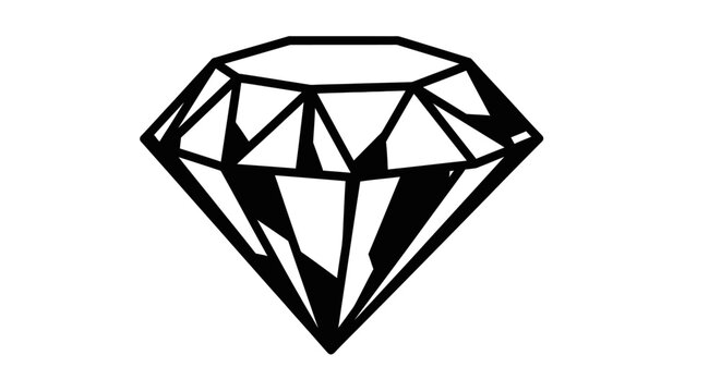 Geometric black and white diamond gemstone icon.
