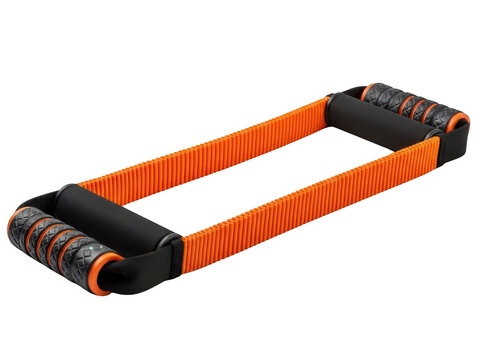 Orange and black chest expander exercise equipment for home fitness training isolated on transparent background