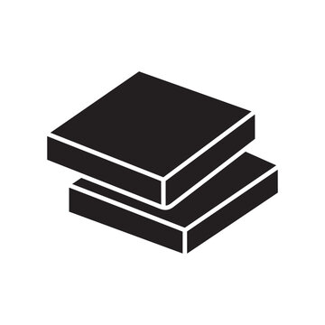 Minimalist vector icon of two stacked rectangular slabs in isometric view