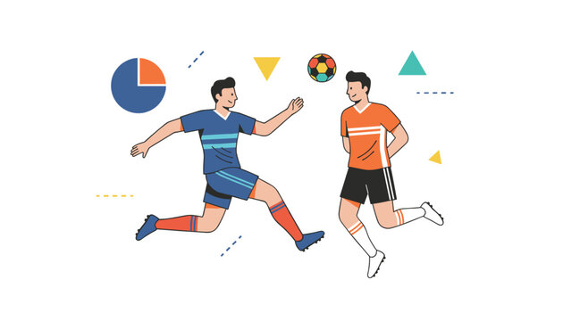 Two soccer players are actively running on the field while competing for possession of the ball during an intense professional match.