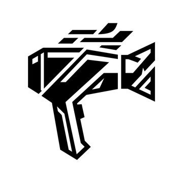 Abstract futuristic geometric tool or weapon icon