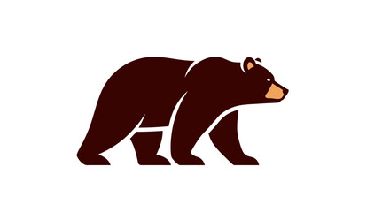 Fototapeta premium Stylized brown bear walking illustration on a white background.