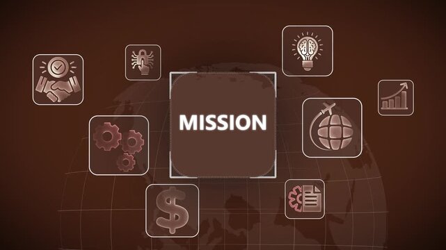 Corporate mission statement concept with global business animation