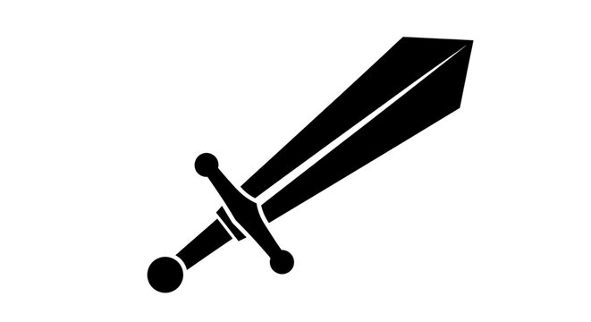 Black medieval broadsword icon for gaming and combat themes.