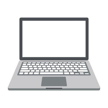 This is a flat vector illustration of an open laptop computer