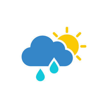 Sun and rain cloud icon representing changeable weather conditions