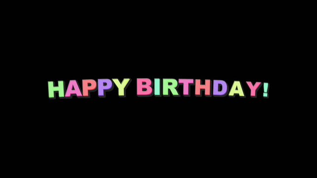 Happy birthday colorful text animation with bouncing motion effect