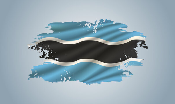 Botswana flag made in brush stroke background. Dynamic design in the form of a brush stroke.