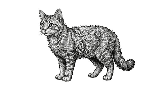 Detailed illustration of a standing cat.