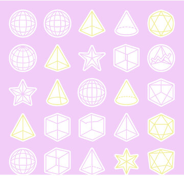 Geometric shapes outline pattern on a purple background