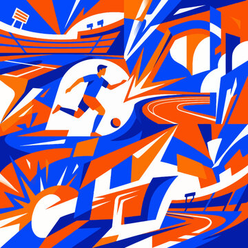 Abstract geometric football player in dynamic motion