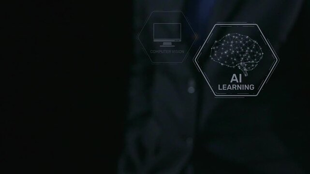 AI learning system involves deep learning, supervised machine learning, and natural language processing. AI learning diagram shows how AI advances learn in automation and data processing. Elide