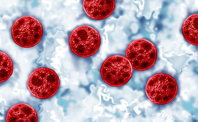 Fototapeta na wymiar Cyclosporiasis spread and outbreak as a foodborne parasitic illness caused by Cyclospora cayetanensis as an outbreak with contaminated food or water resulting in explosive diarrhea and digestive illne