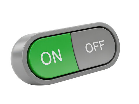 Green toggle switch icon for on and off settings isolated on transparent background