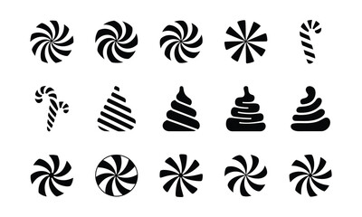 Obraz premium Collection of festive candy icons for christmas holiday season graphics.