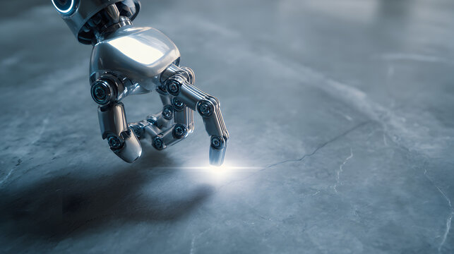 Precision Robotic Gripper Projecting Laser Alignment Signal for Advanced Industrial Automation Marketing