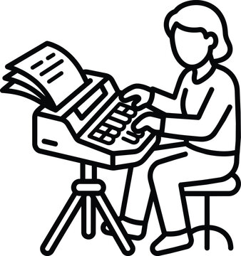 Court reporter operating stenotype machine