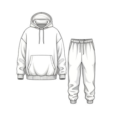 White hoodie and sweatpants fashion illustration