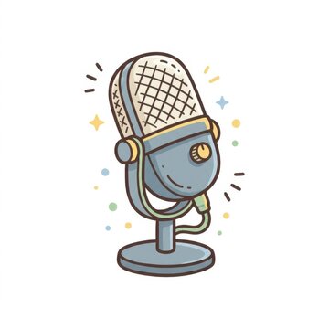 Vintage style studio microphone illustration on white background