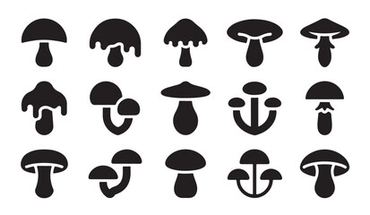 Abstract mushroom icons set in flat design for graphic elements and logos. © MDABDUR