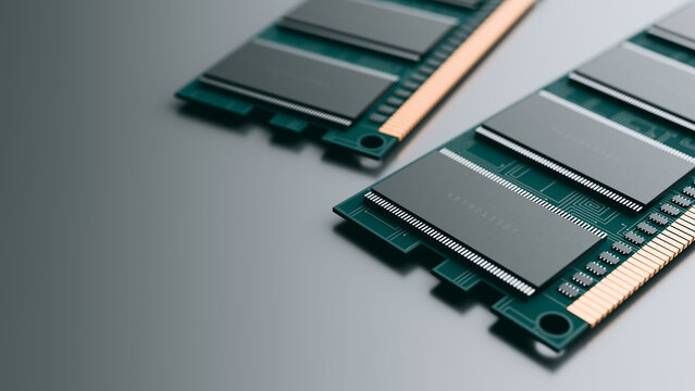 Computer memory RAM sticks on dark background Copy space