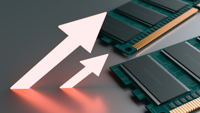 Memory stock market upward arrows tech price growth
