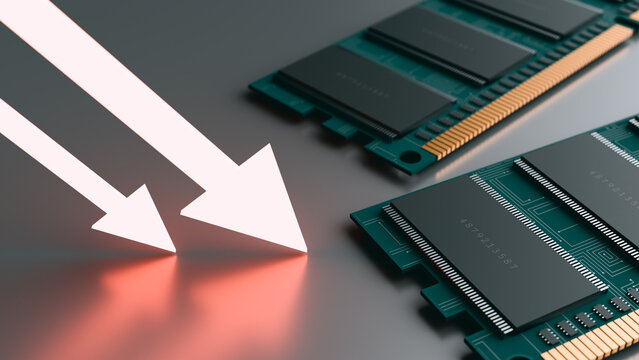 Memory stock market downward arrows tech price drop