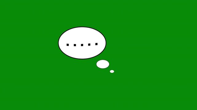 Animated thinking speech bubble with dots on a green screen